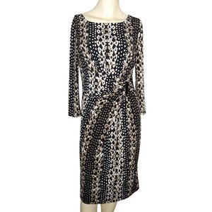 Gina Bacconi Faux Wrap Fitted Long Sleeve‎ Lined Career Dress Size 8